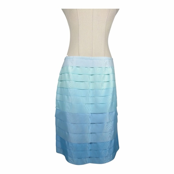 J. McLaughlin Dresses & Skirts - J. McLaughlin Blue Ombre Sadie Layered Ribbon Knee-Length Skirt Sz. 6